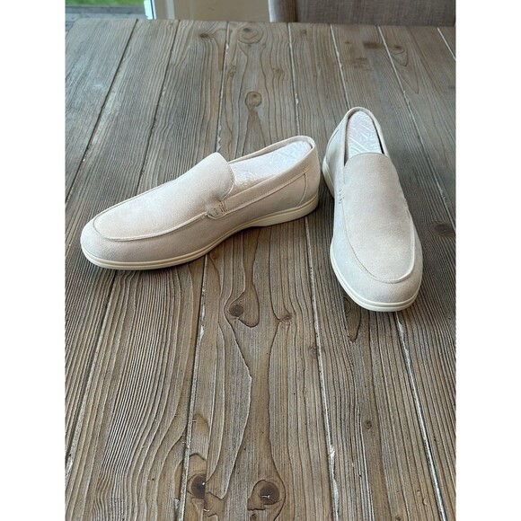 Old Money Men’s Suede Slip On Loafers With Bag Beige Size 13/46 - Picture 4 of 7